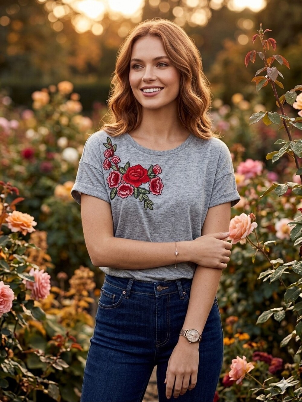 Potter's Pot💖 (October Love) Floral Embroidery Tee